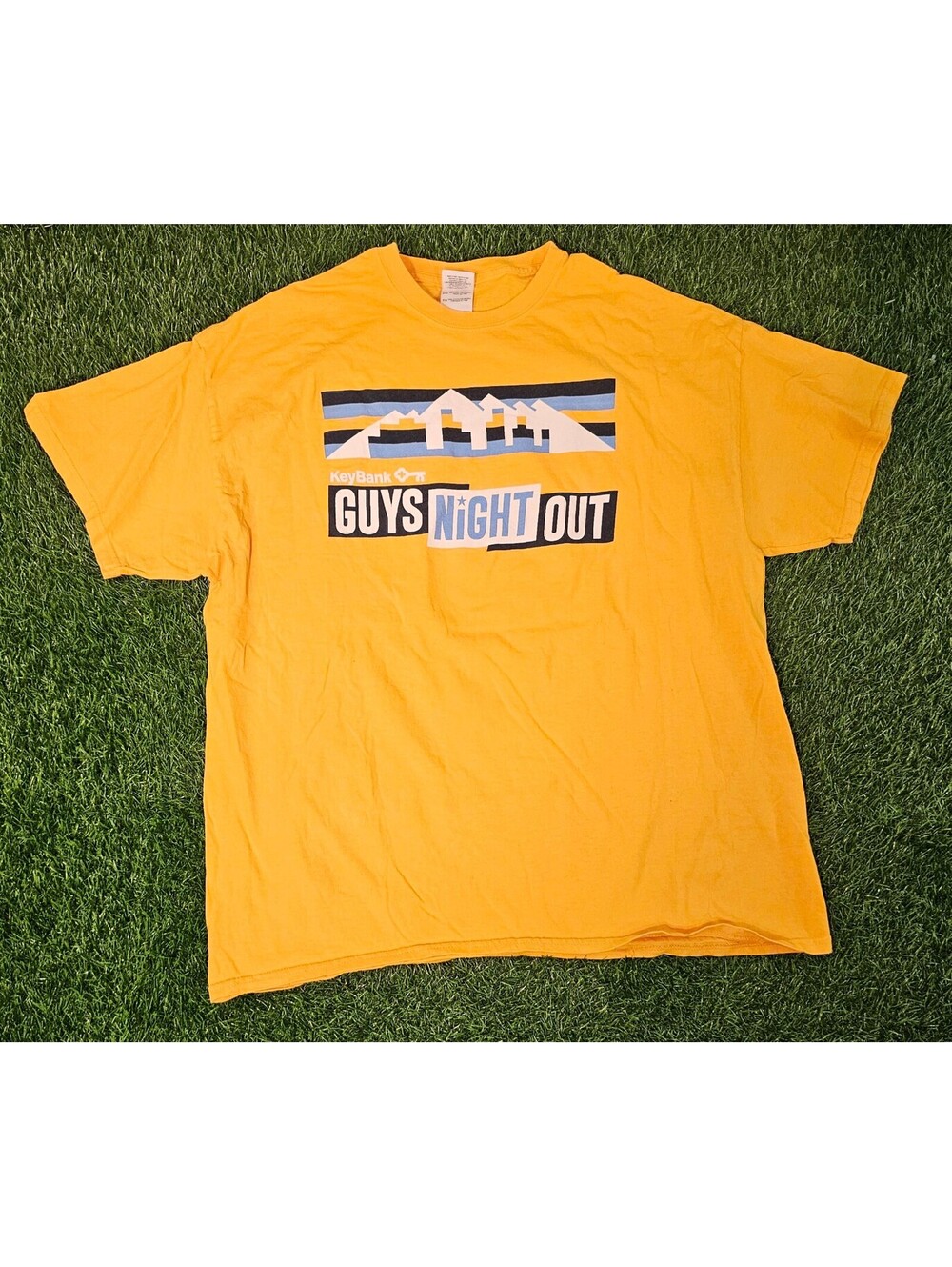 KeyBank Guys Night Out Yellow Graphic T-Shirt Size XL